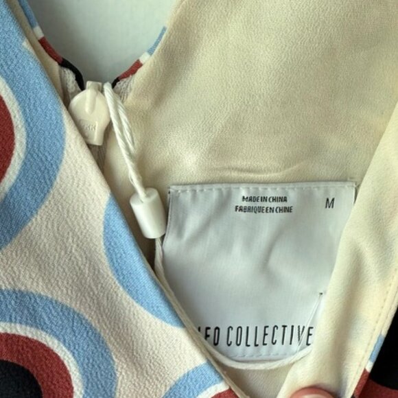 CMEO Collective Dress sz S Empire State Ruffle Asymmetric Rero Mod Print - Picture 5 of 5